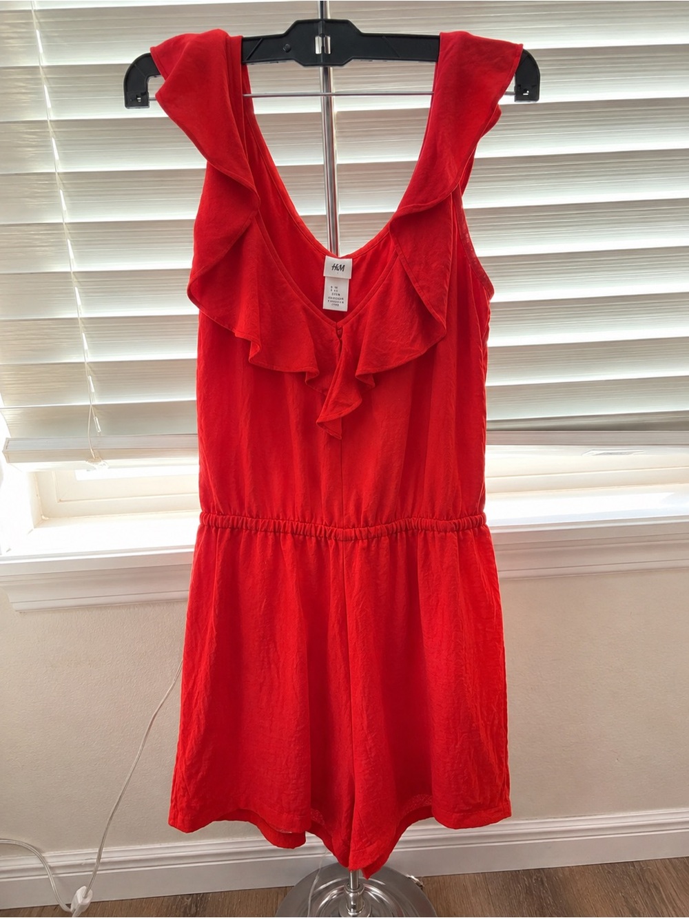 H&M Red Ruffle V-Neck Romper